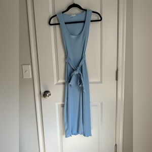 Pink Blush Light Blue Ribbed Back Cutout Maternity Midi Dress Small